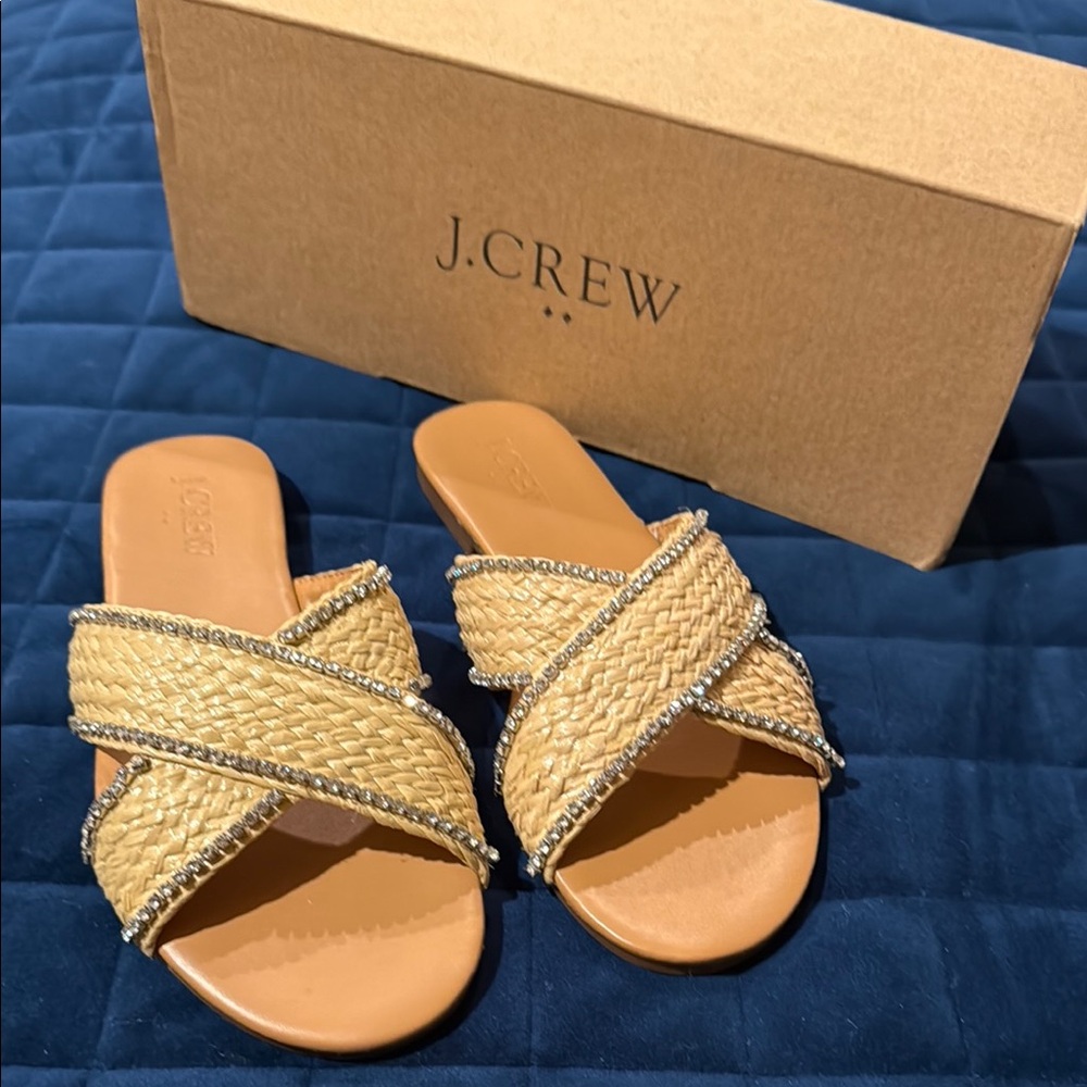 J.Crew Summer Sandal Embellished Raffia SZ 5
NEW